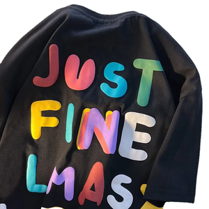 Camiseta Oversize Holgada Unisex con Cuello Redondo y Estampado Puff, 100% Algodón, Moda Masculina - Product Image 6