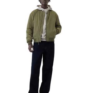 Chaqueta de bombardero de vuelo de nailon deportivo de diseño personalizado de Color sólido grueso de invierno de alta calidad para hombre - Product Image 4