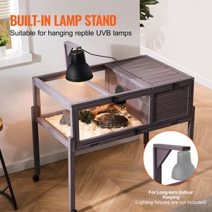 Hábitat de Madera para Tortugas de Interior y Exterior con Soporte de Luz Rodante, Recinto Pequeño para Reptiles, Jaula para Tortugas - Product Image 3