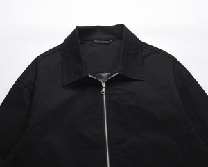 Custom Clothing Men's Women's Varsity <b>Jacket</b> Short Zipper Solid Color Black Canvas Casual Winter Eco-Friendly Windproof - Product Image 5
