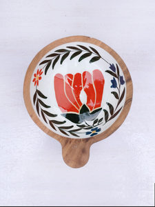 Handmade Eco-Friendly Wooden Bowl with Blue <b>Elephant</b> Floral Design Color Enamel Modern Dishwasher Safe for Food Serving <b>Gifting</b> - Product Image 6