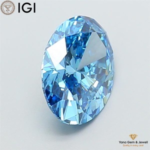 Diamant CVD de laboratoire de forme ovale certifié IGI, 2,50 carats, clarté VVS2, couleur bleu vif fantaisie, pour bague de fiançailles personnalisée - Product Image 3