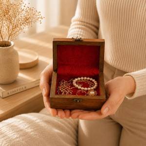 Wooden Jewelry Box Rectangular Minimalist Design Single Tier <b>Storage</b> Organizer for Rings Necklaces Bracelets Bedroom Use - Product Image 1