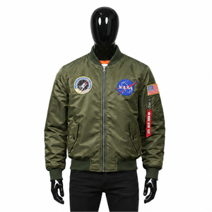 Custom Men's MA-1 Flight Bomber <b>Jacket</b> Space Mission Patches Green Windproof Tactical <b>Pilot</b> <b>Jacket</b> Streetwear Coat - Product Image 1