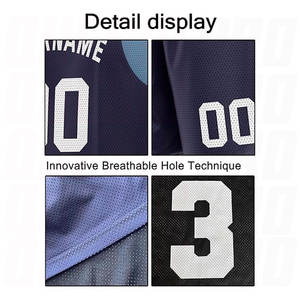 Vêtements de basketball par sublimation, séchage rapide, bleu marine et bleu-gris, maillot sans manches respirant imprimé par sublimation personnalisé - Product Image 4