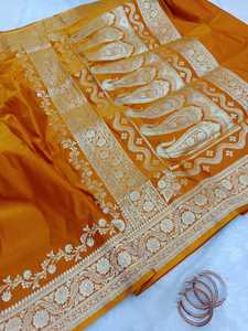 Sari en soie Banarasi de qualité supérieure avec broderie Zari, pallu contrastant, style traditionnel, séchage rapide, pour femmes, tenue de soirée toutes saisons - Product Image 3