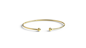 18K Gold Open Cuff <b>Bangle</b> <b>Bracelet</b> Plain Double Ball Bead <b>Bracelet</b> Minimalist Stacking <b>Bangles</b> Jewelry For Women Everyday Wear - Product Image 1