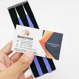 Pinzas de extensión de pestañas de acero sostenible con agarre de diamante, aplicador profesional, extensiones de pestañas, Punta puntiaguda de oro púrpura, Belleza - Product Image 1