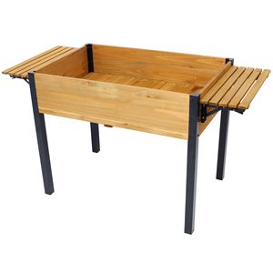 Estante de Almacenamiento Plegable con Patas Metálicas, Jardinera Elevada de Madera para Cultivar Hierbas Frescas, Vegetales, Macetas y Jardineras - Product Image 1