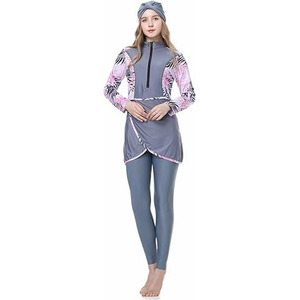 Oem New Collection <b>Modest</b> Hijab Women's Burkini High Cut Long Sleeves Sport Swimsuit Islamic 2 Piece <b>Set</b> Plus Size Print Quick - Product Image 4