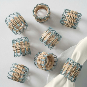 Ronds de serviette en rotin faits à la main, tissés, pour la décoration de table, ensemble de supports de serviettes pour mariage, dîner, fête, décoration de table pour la maison et le restaurant - Product Image 3