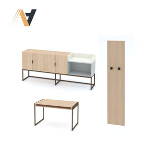 Ensemble de meubles de chambre à coucher de style contemporain, luxe moderne, design modulaire de rangement, finition en placage MDF/HPL/LPL, lit double XL, direct du Vietnam - Product Image 2