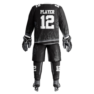 Ensemble d'uniformes de hockey sur glace sublimés avec maillot à manches longues et short assorti pour équipes 280g - Product Image 2