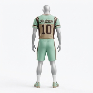 Camiseta de Fútbol Americano Personalizada en Verde Menta y Beige, Uniforme de Fútbol Americano para Hombre, Ropa Deportiva de Equipo Sublimada, Nombre y Número Personalizados - Product Image 2