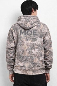 Sweat à capuche tendance pour homme, motif camouflage et strass, en coton, coupe oversize, style streetwear, épais, vente en gros OEM, mode - Product Image 3