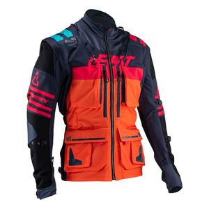 Veste de moto pour homme Leatt, coupe-vent, respirante, avec blocs de couleur, fermeture éclair, coupe classique, orange, noir, rouge - Product Image 3