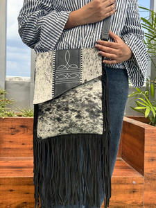 Customized Luxury Women's Genuine Leather <b>Handbag</b> with Boot Stitch and Crossbody Fringe Printed Concealed Carry Shoulder Bags - Product Image 4
