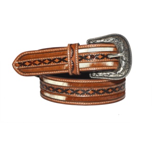 Ceinture pour homme en cuir de vachette véritable avec boucle à ardillon, fabrication OEM, ceintures en fourrure de vachette, marque privée, cuir véritable - Product Image 1