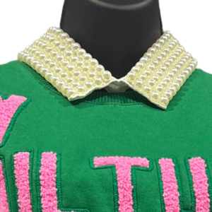 เสื้อสเวตเชิ้ตแขนยาวสีเขียวสำหรับชมรมนักเรียนหญิง  ปักลายตัวอักษรกรีก  คอกลม  พรีเมียม  สำหรับฤดูหนาว - Product Image 2