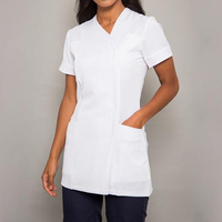 Nueva Túnica de Alta Calidad Unisex para Salón de Belleza y Spa, Uniforme de Peluquería con 2 Bolsillos Delanteros, Transpirable, de Algodón y Spandex, para Personal de Hotel