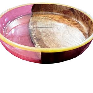Bol en résine époxy rose Bol en bois et résine en ligne au meilleur prix Taille du produit personnalisé fabriqué en inde - Product Image 1
