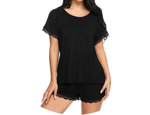 ชุดนอนผู้หญิง 2 ชิ้น แขนสั้น ผ้าฝ้าย 100% ระบายอากาศ แห้งเร็ว นุ่มสบาย ใส่สบาย เหมาะสำหรับฤดูร้อน - Product Image 3