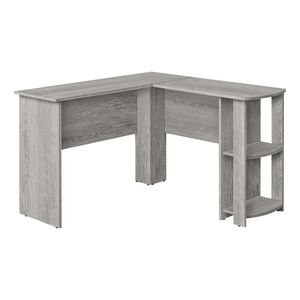 Scrivania Angolare Moderna da 48 Pollici per Ufficio Domestico con Ripiani Portaoggetti, Laminato Grigio Contemporaneo per Lavoro e Uso Laptop - Product Image 2