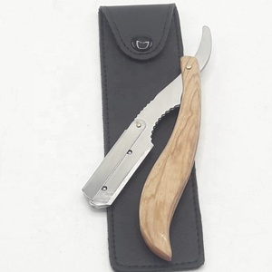 Manche en bois OEM, rasoir jetable à lame droite, en acier inoxydable, rasoir pour barbier, original, pour hommes, rasage - Product Image 4