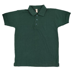 Polo en coton tricoté à manches courtes vert foncé pour homme, couleur unie, respirant, coupe classique - Product Image 1