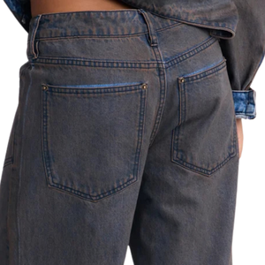 Jean ample taille haute en denim délavé 100 % coton respirant pour femme, coupe décontractée, longueur pleine, fermeture éclair latérale - Product Image 4