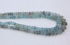 Perles en forme de rondelle lisses en aquamarine mousse, pierres précieuses naturelles, fournitures pour la fabrication de bijoux - Product Image 2