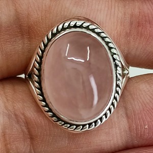 Rose <b>Quartz</b> Oval <b>Ring</b> 925 Sterling Silver Handmade Promise Jewelry for her bezel setting <b>Ring</b> January Birthstone Jewelry - Product Image 5