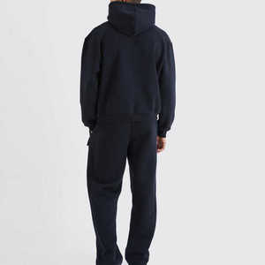 Conjunto Deportivo Informal para Hombre, con Capucha, Transpirable, de Forro Polar, Color Negro, Manga Larga, de Algodón, Corte Holgado, Cintura Elástica con Cordón Lateral - Product Image 2