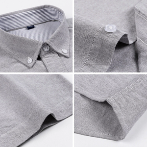 Chemises habillées pour hommes à manches courtes, boutonnées, lavées aux enzymes, 100 % coton respirant, rayées, pour affaires - Product Image 4