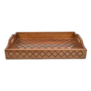 Aurora Charm Luxury Bandeja artesanal Premium Acacia Mango & Sheesham Wood con asas para comedor Café e interiores decorativos - Product Image 3