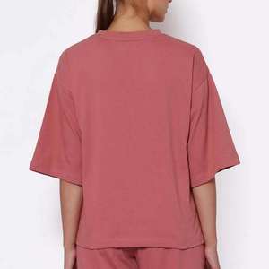 T-shirts décontractés pour femmes de haute qualité, en toile respirante et légère, couleur unie, vente en gros, polyester/coton de haute qualité - Product Image 2