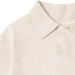 Pull en laine et acrylique tricoté respirant, doux et neutre, à manches longues, col boutonné, chaud, décontracté, classique, avec logo frontal - Product Image 6