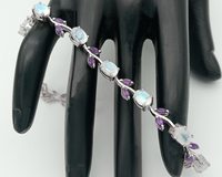 Bracelets en argent sterling avec pierres de lune et améthyste, bijoux vintage de luxe faits à la main, pierres précieuses naturelles colorées, cadeau élégant pour femmes
