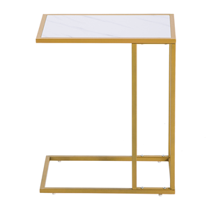 Tavolino Laterale Moderno in Marmo Bianco Semplice 30x48x61cm, Tavolino Pieghevole per Soggiorno o Camera da Letto - Product Image 3