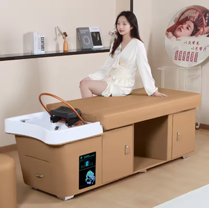 K Modern Shampoo Chair Hair Washing <b>Bed</b> Salon Spa Furniture with Sink Massage <b>Pad</b> PU Leather - Product Image 4