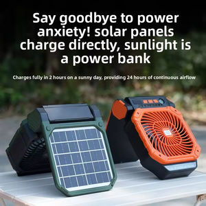 Ventilador de Camping para Exteriores con Energía Solar, Carga USB, Brújula, Luz LED, Viento Potente, Temporizador, Pesca, Senderismo, Batería de 7800mAh, 10W - Product Image 3