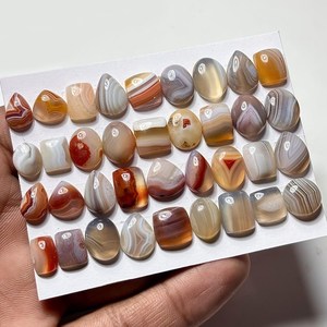 Piedras preciosas sueltas de ágata natural de Botsuana, con reverso plano, de formas y tamaños mixtos, para la fabricación de joyas, cabujón. - Product Image 2