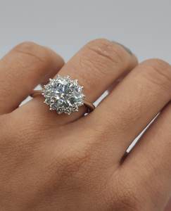 Snowflake 2.65 CT <b>Cushion</b> Cut Lab Grown Diamond <b>Ring</b> in 18K Silver Rhodium Plated | Women's Engagement <b>Wedding</b> <b>Ring</b> - Product Image 1