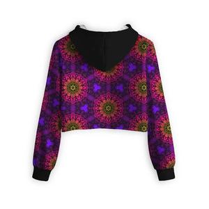 Sudadera con Capucha Corta con Estampado Floral Personalizado para Mujer, Sudadera de Poliéster Tejida con Estampado por Sublimación, Ropa Urbana de Otoño - Product Image 2