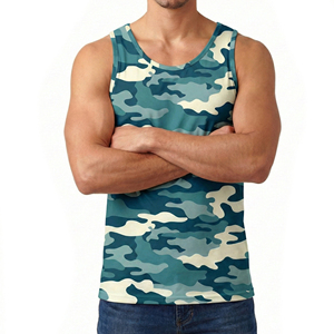 Men's Custom <b>Camo</b> Athletic Tank <b>Top</b> Moisture Wicking Stretch Fabric Muscle Tee Gym Fitness Training OEM Wholesale Rate Tank <b>Tops</b> - Product Image 1