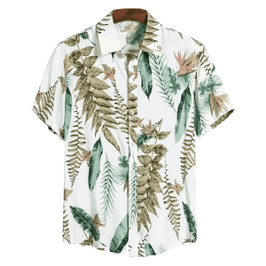 เสื้อเชิ้ตฮาวายผู้ชายลายเรียบสำหรับฤดูร้อน ผ้าป๊อปลิน โพลีเอสเตอร์ คอตตอน แห้งเร็ว ระบายอากาศดี แขนสั้น เหมาะสำหรับใส่ไปชายหาด ราคาขายส่ง - Product Image 1