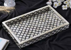 Plateau de service en incrustation d'os artisanal Plateau en bois décoratif élégant avec parfait pour servir des collations, des boissons et la décoration intérieure - Product Image 4