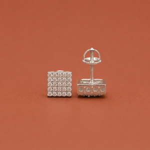 <b>Square</b> <b>Diamond</b> Stud <b>Earrings</b> for Women Sterling Silver Minimalist Luxury Style Elegant Gift for Her - Product Image 3