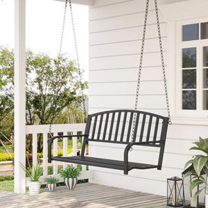 Dondolo da Esterno in Acciaio per 2 Persone, Robusto con Catene, Capacità di Carico 240 kg, Sedia a Dondolo per Patio, Giardino e Terrazza - Product Image 2