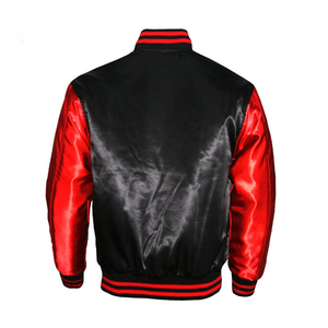 Veste universitaire en satin noir et or pour homme, coupe classique, col rabattu, fermeture boutonnée, vêtement décontracté pour l'automne - Product Image 5
